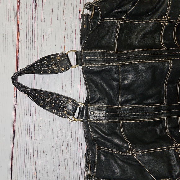 Laundry By Shelli Segal Espresso Goat Leather Tote Large - Picture 3 of 17